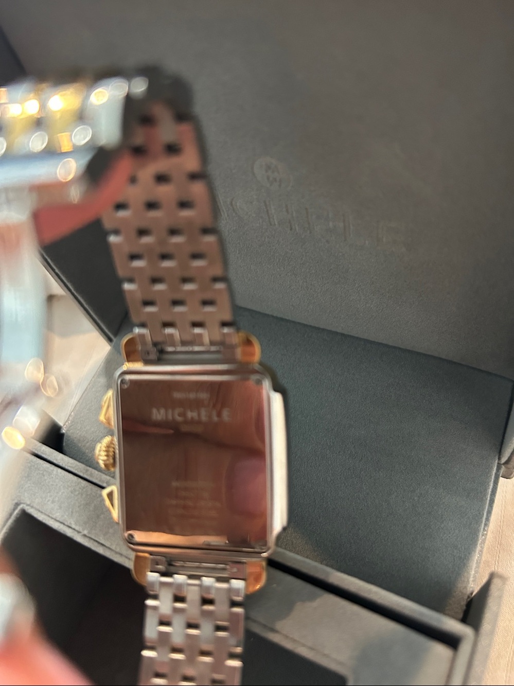 Michele Two-Tone Gold and Silver Diamond-Accent Deco Chronograph Watch - Picture 4 of 9